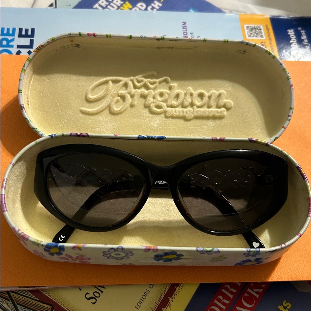 Brighton Black Cat-Eye Sunglasses with Floral Case